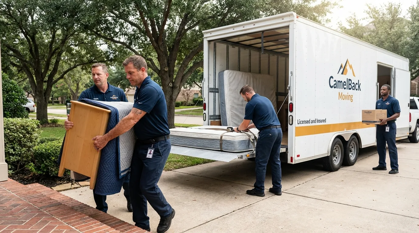 Crew loading residential truck for cross-state move from Ashland, NH